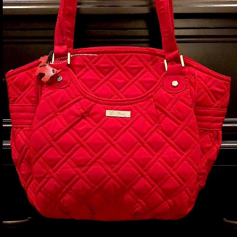 VERA BRADLEY Red Diamond Quilted Long Strap Shoulder Bag w/ Exterior Pockets - Picture 16 of 16